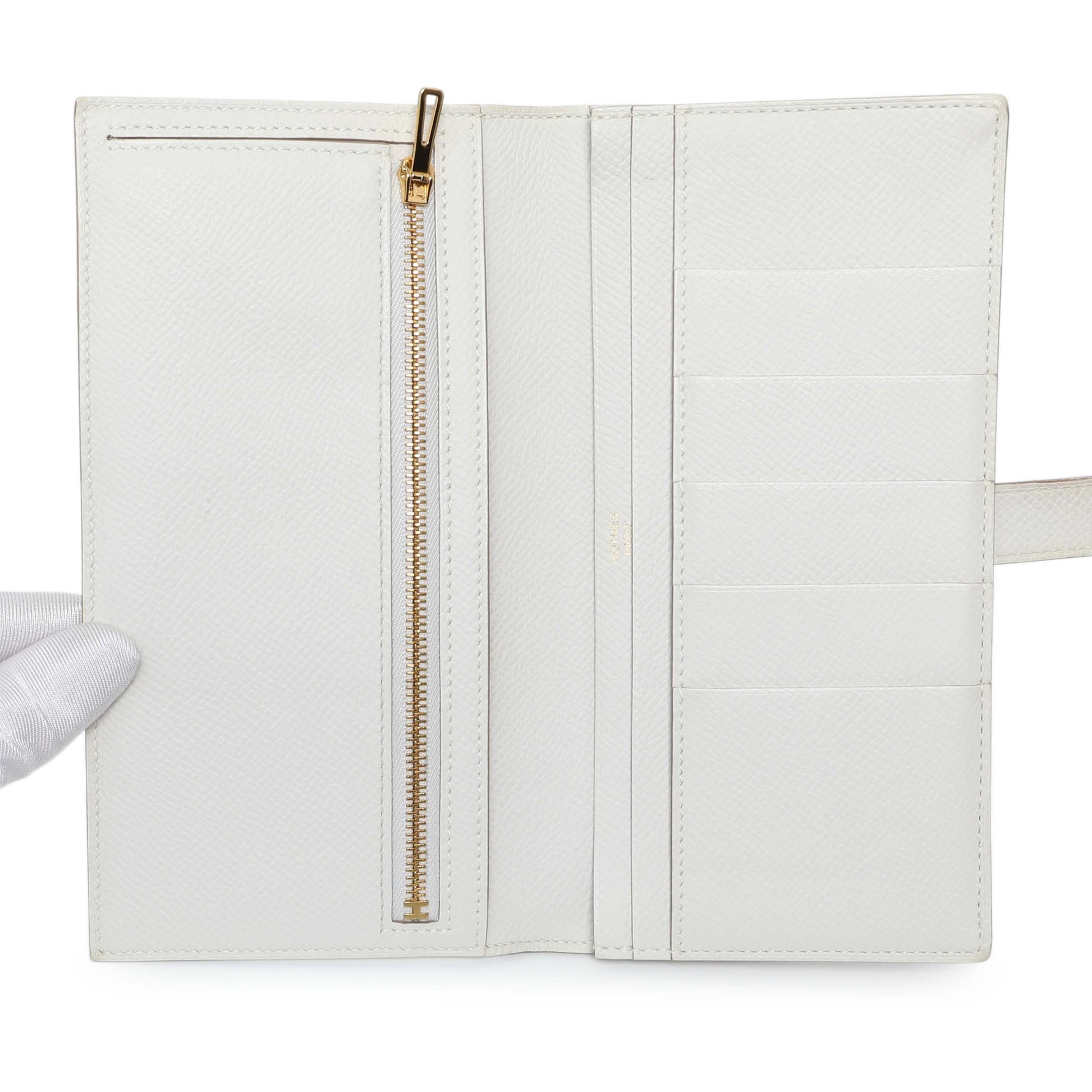 Exclusive Hermes White Epsom Bearn Gusset Wallet — Alternate View 8