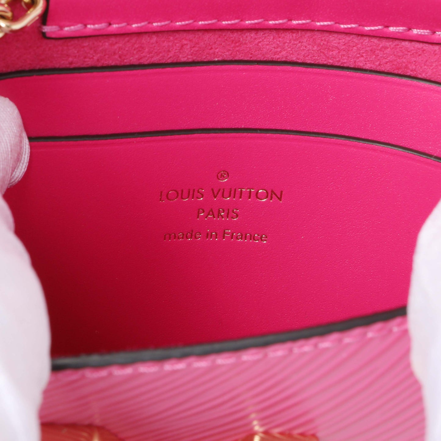 Exclusive Louis Vuitton Pink Epi Twisty Companion Pouch — Detail View