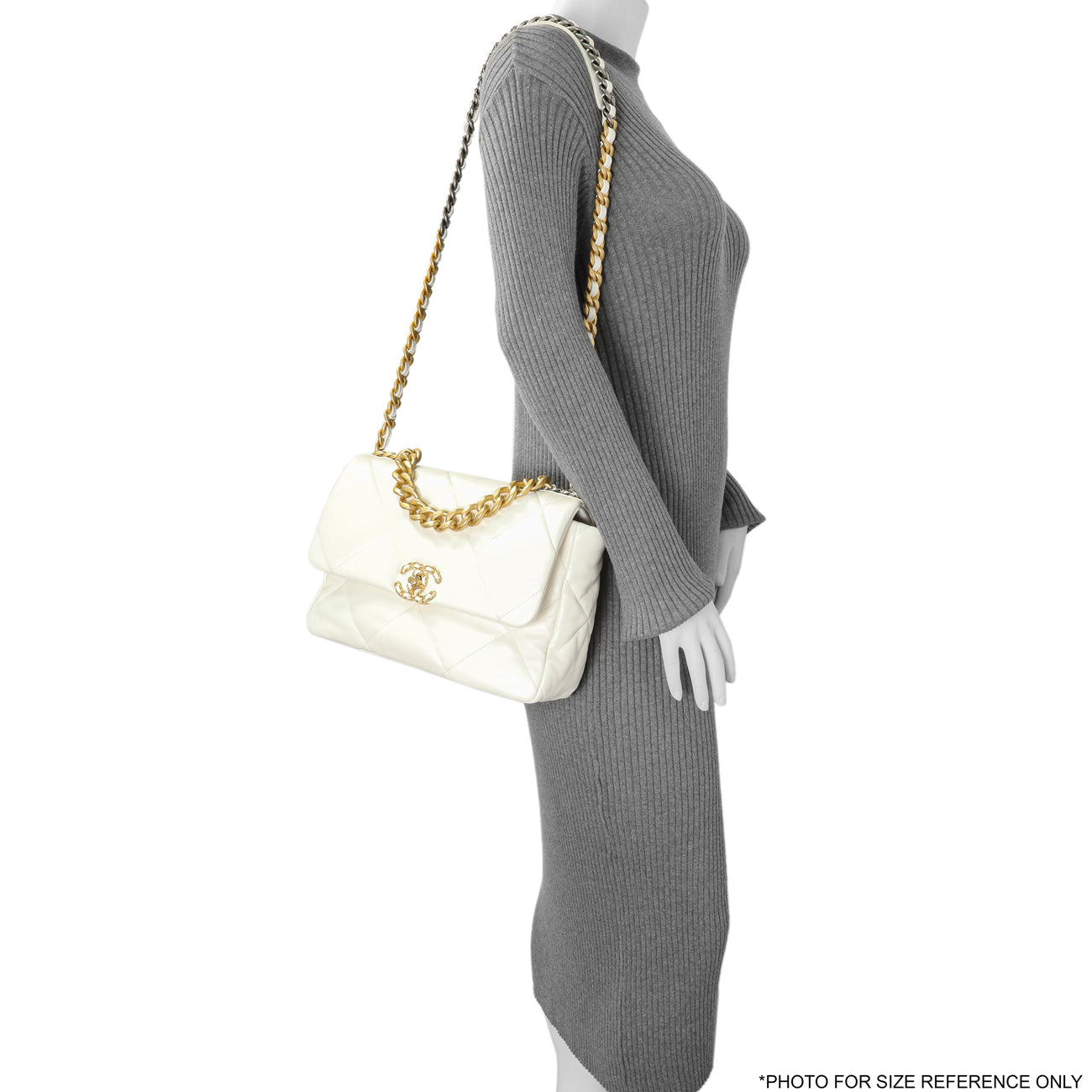 Exclusive Chanel White Quilted Lambskin Large 19 Flap — Alternate View 12