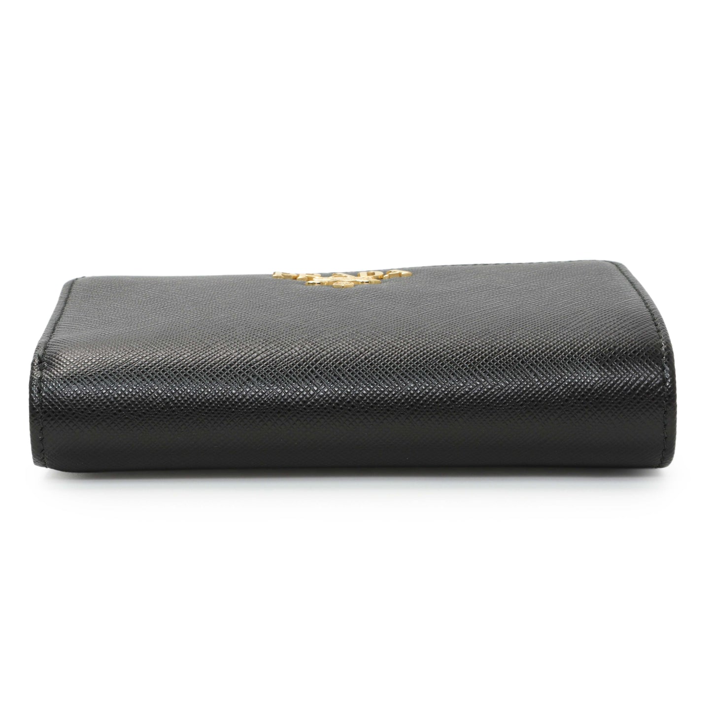 Exclusive Prada Black Saffiano Compact Wallet — Back View