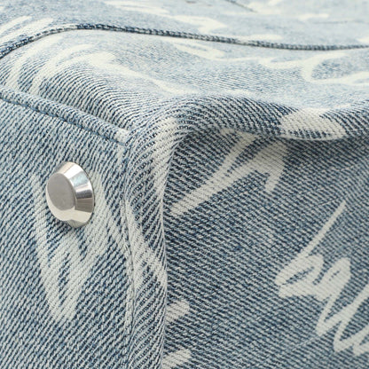 Exclusive Balenciaga Small Hardware Scribble Printed Denim Tote Bag — Detail View