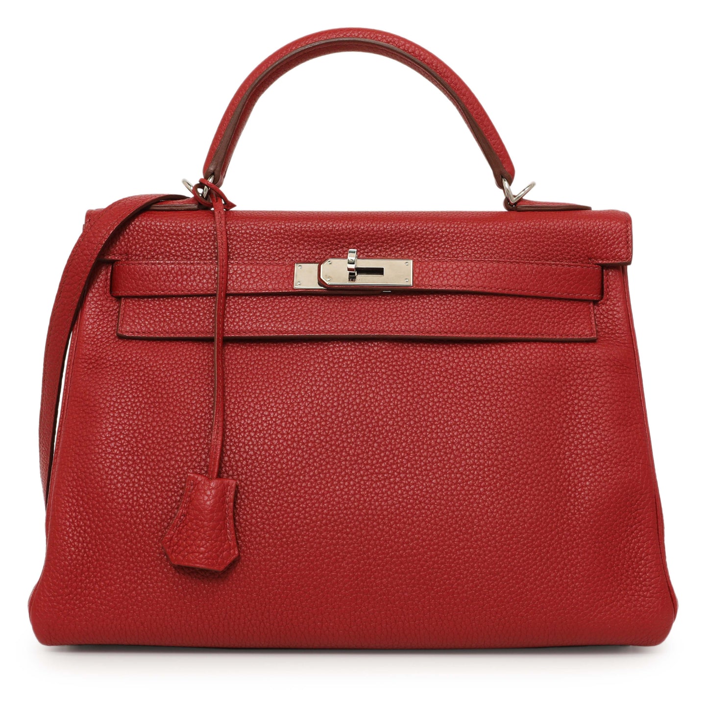Exclusive Hermes Rouge Garance Togo Kelly Retourne 32 — Front View