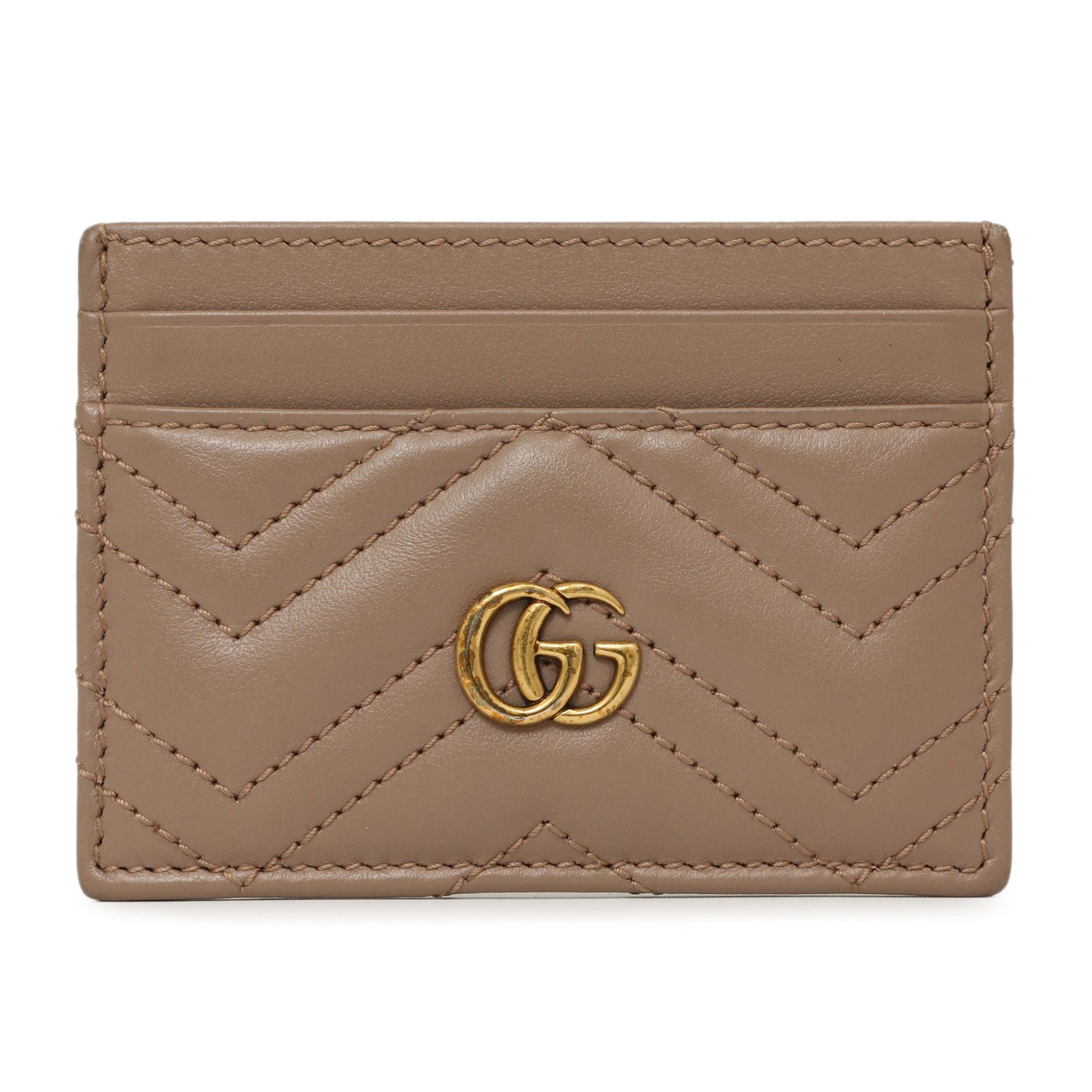 Exclusive Gucci Porcelain Rose Calfskin Matelasse GG Marmont Card Holder — Front View