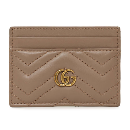 Exclusive Gucci Porcelain Rose Calfskin Matelasse GG Marmont Card Holder — Front View