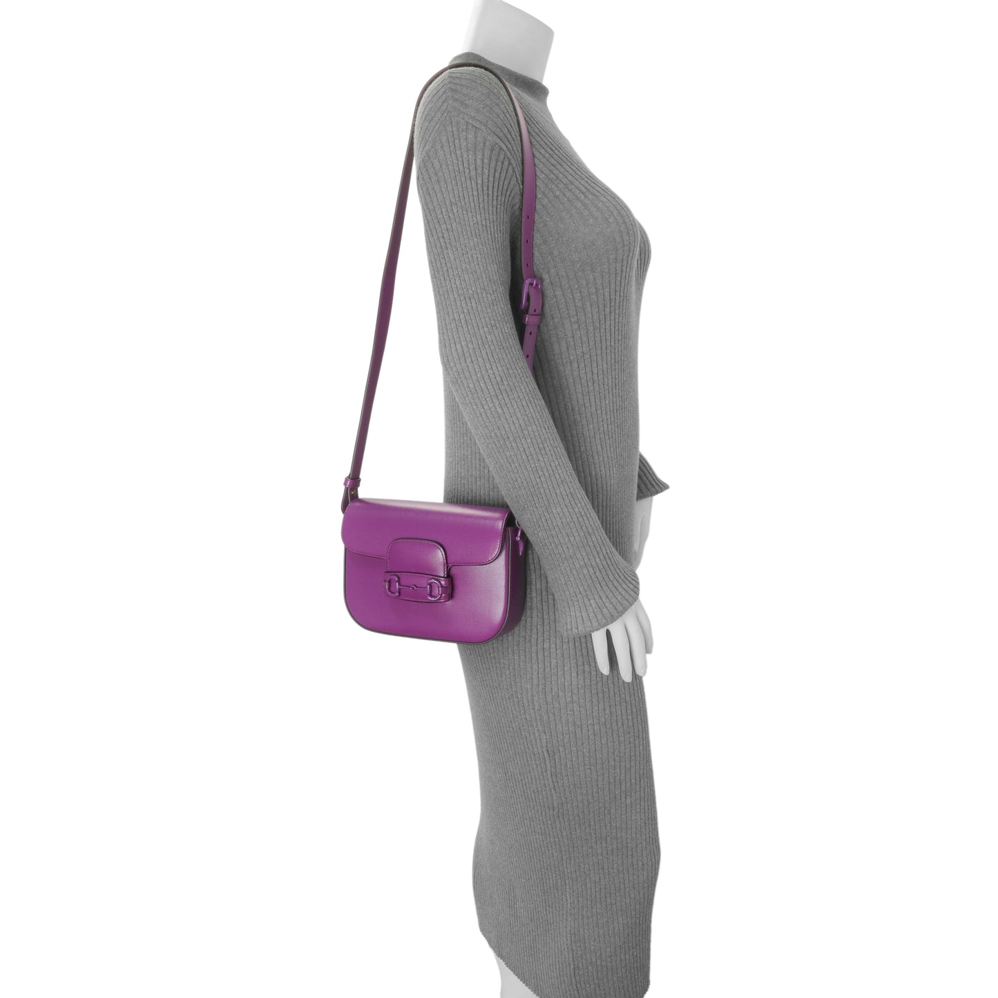 Exclusive Gucci Purple Calfskin Horsebit 1955 Small Shoulder Bag — Alternate View 7