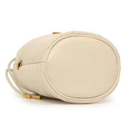 Exclusive Gucci White Calfskin Matelasse Mini GG Marmont Bucket — Top View