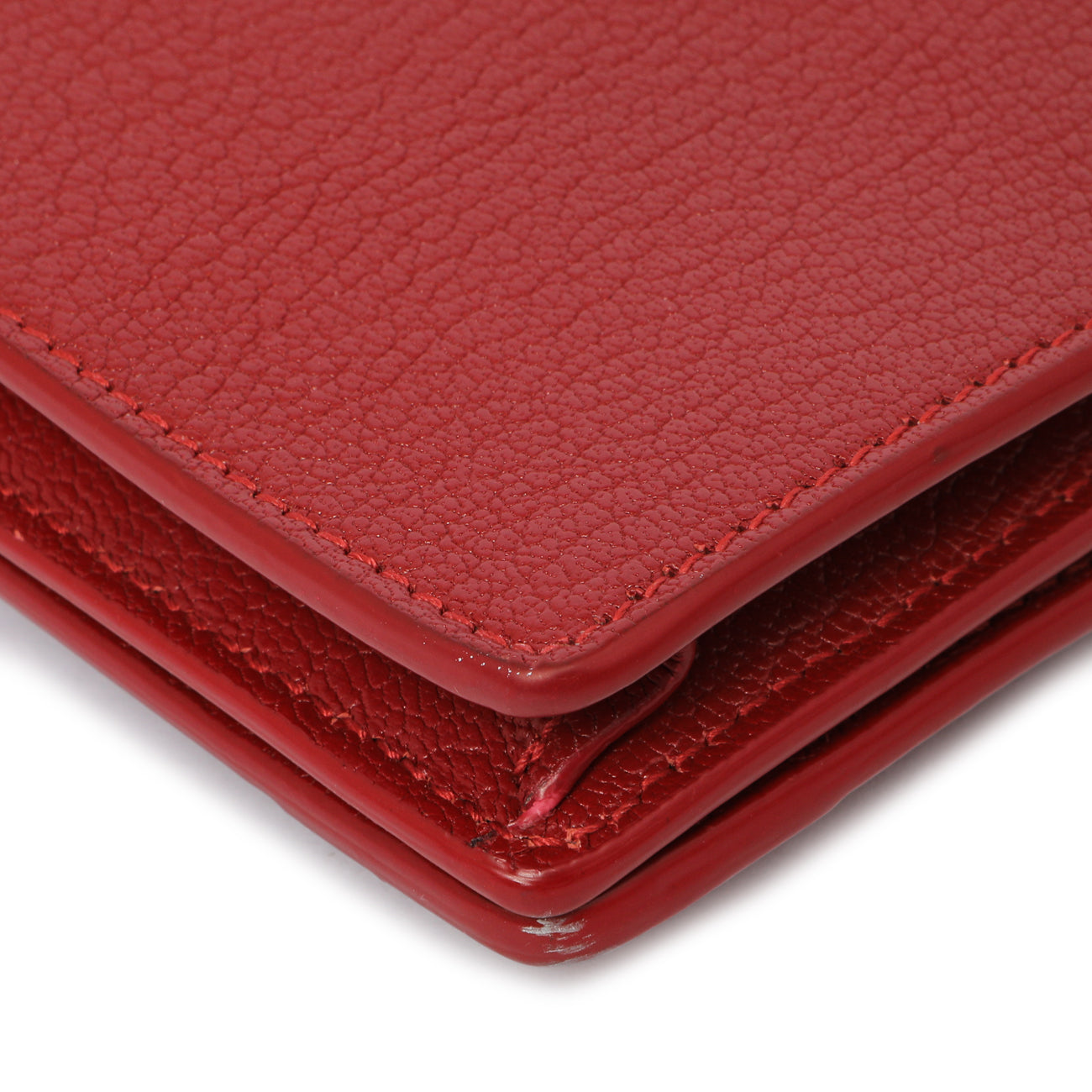 Exclusive Balenciaga Rouge Groseille Chevre Metallic Edge Wallet on Chain — Alternate View 7