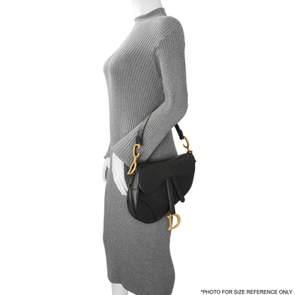 Exclusive Christian Dior Black Grained Calfskin Saddle Bag — Alternate View 8