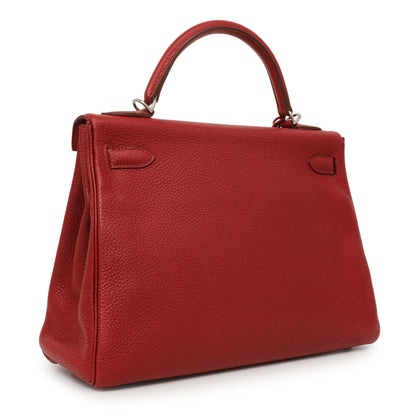 Exclusive Hermes Rouge Garance Togo Kelly Retourne 32 — Side View