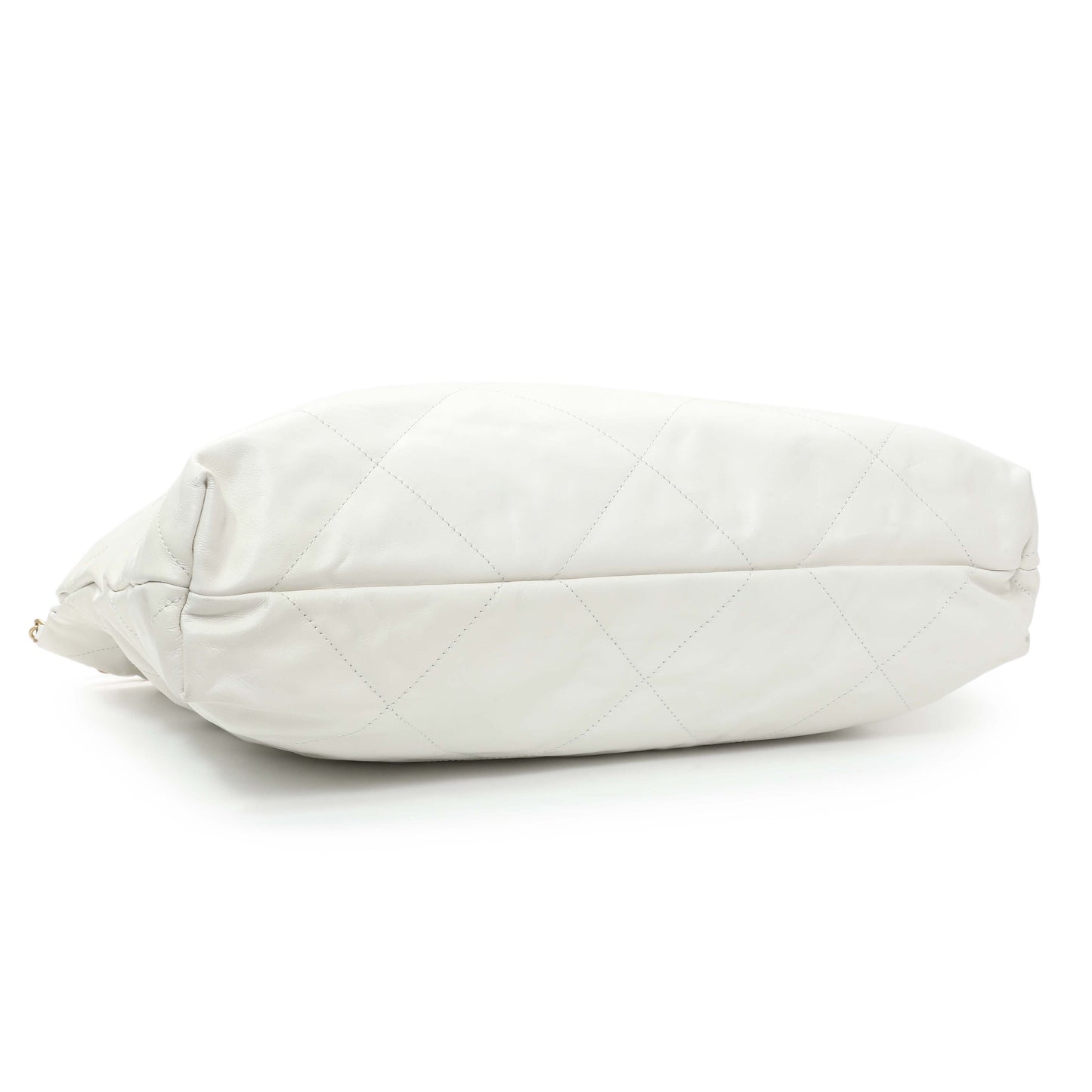 Exclusive Chanel White Shiny Calfskin Large Chanel 22 — Back View