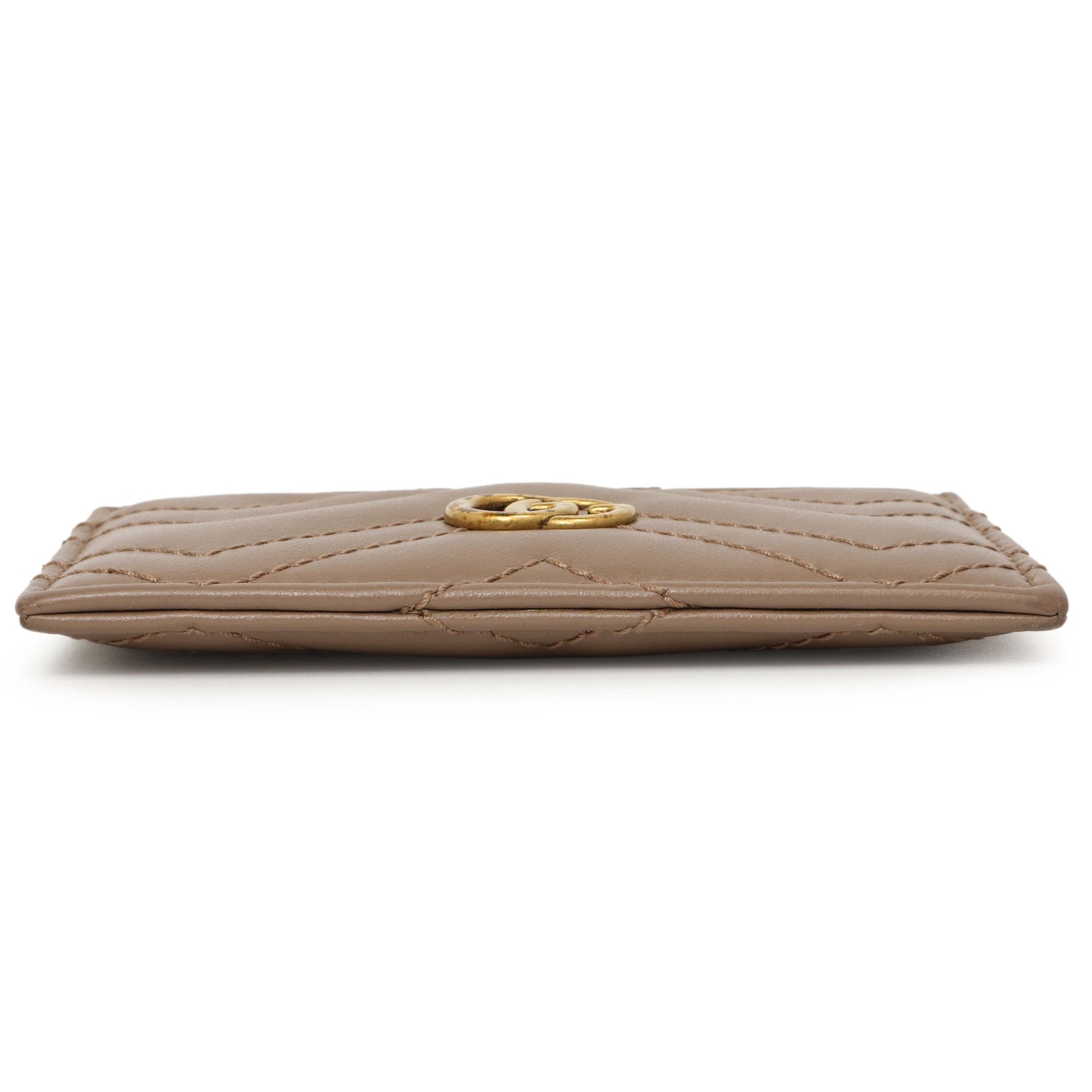 Exclusive Gucci Porcelain Rose Calfskin Matelasse GG Marmont Card Holder — Back View