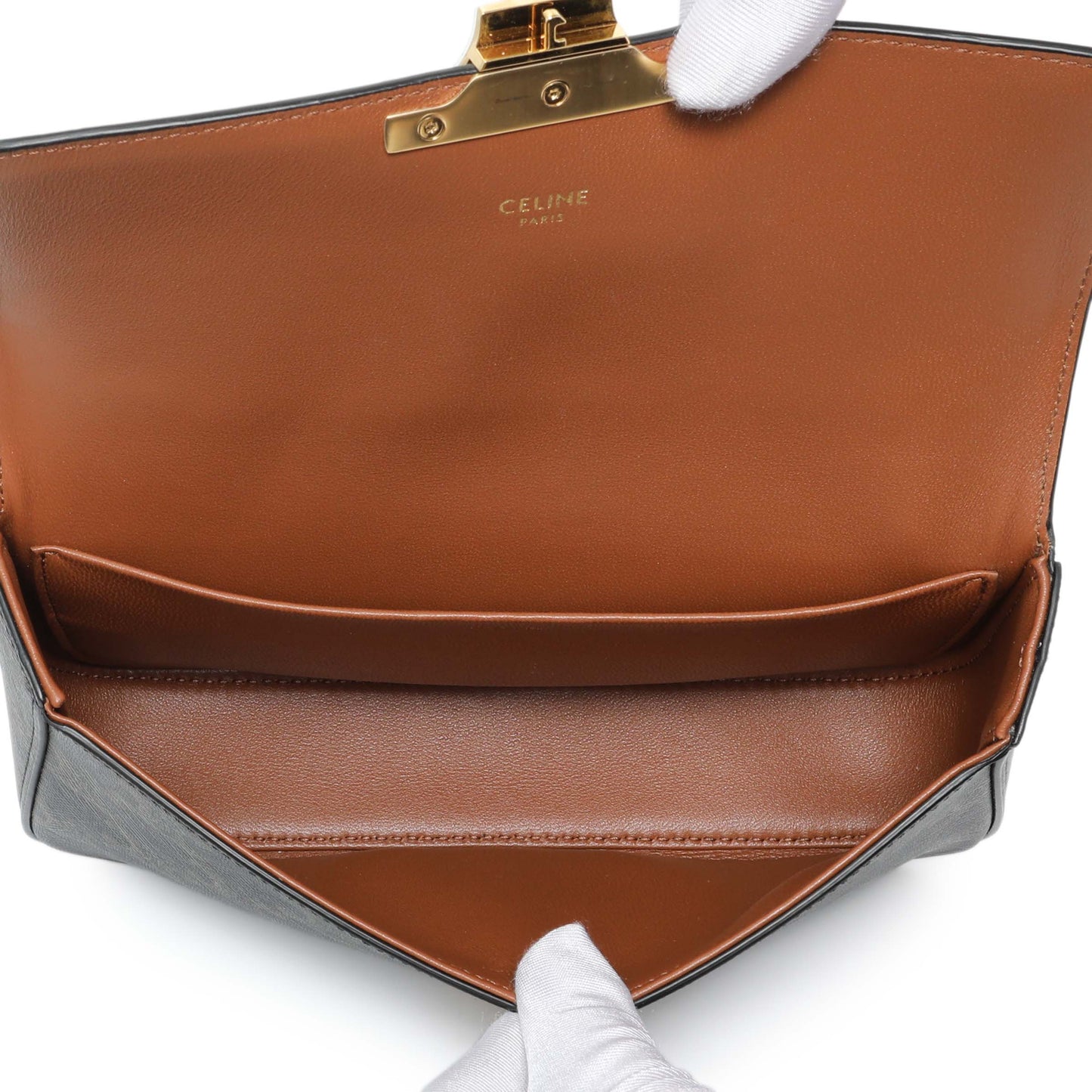 Exclusive Celine Triomphe Canvas Claude Chain Shoulder Bag — Top View