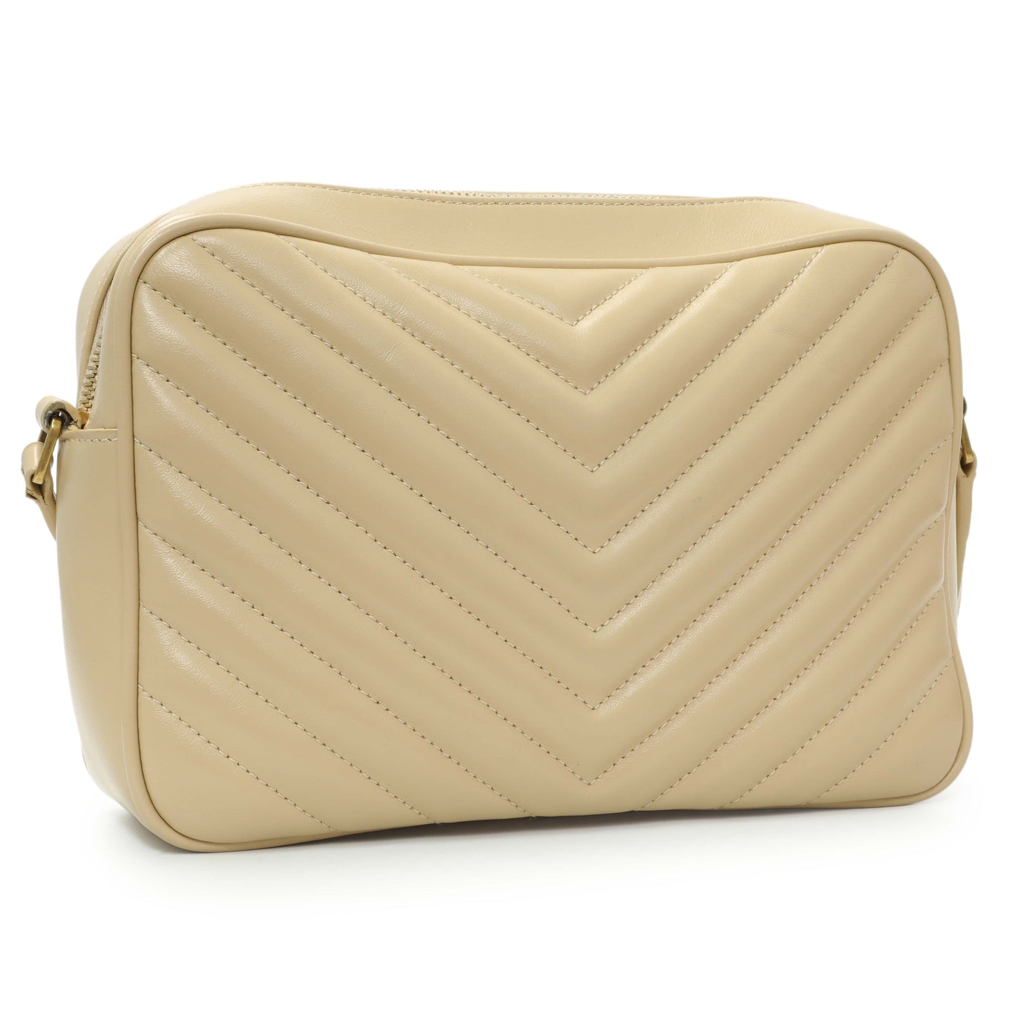 Exclusive Saint Laurent Dark Beige Calfskin Matelasse Monogram Lou Camera Bag — Side View