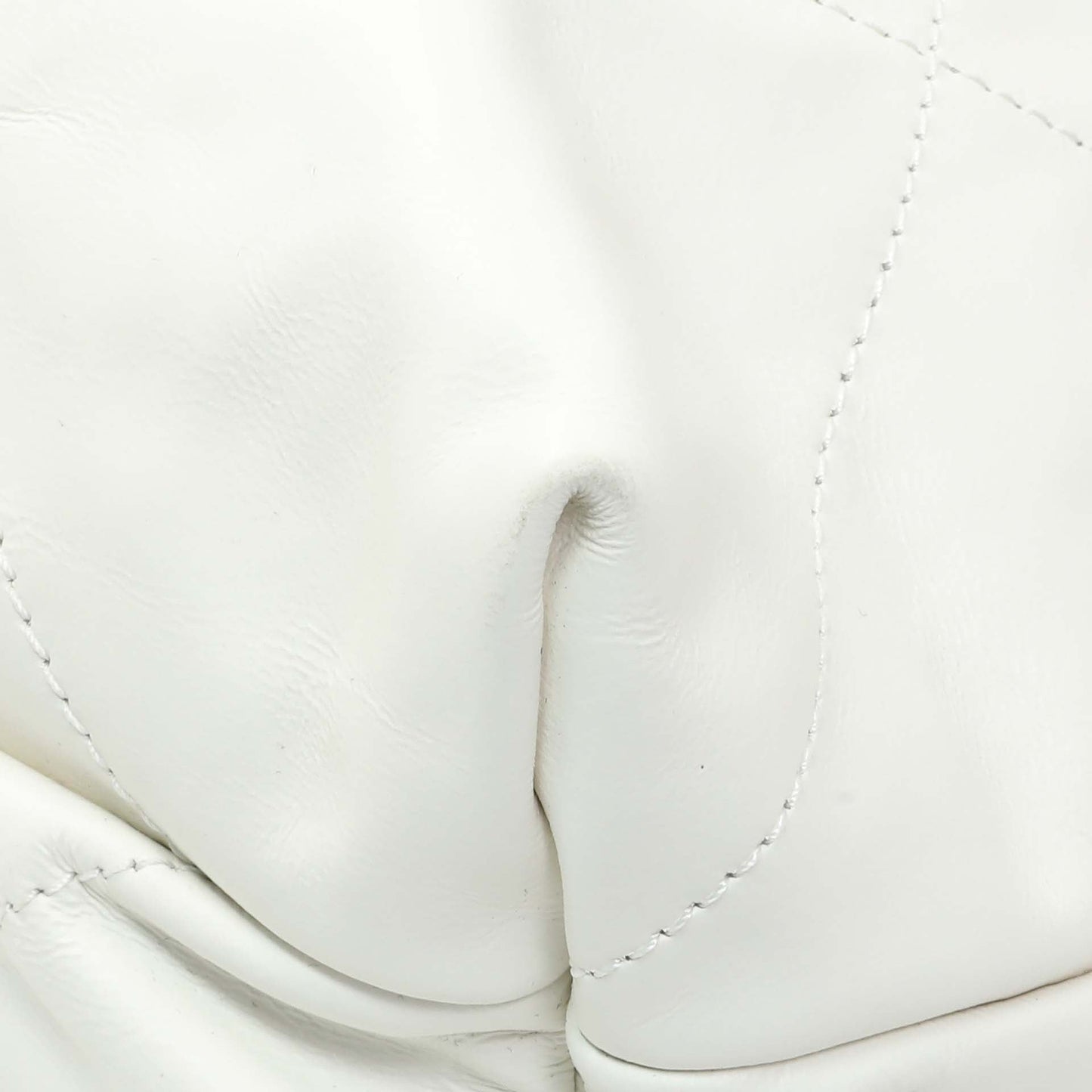 Exclusive Chanel White Shiny Calfskin Large Chanel 22 — Detail View