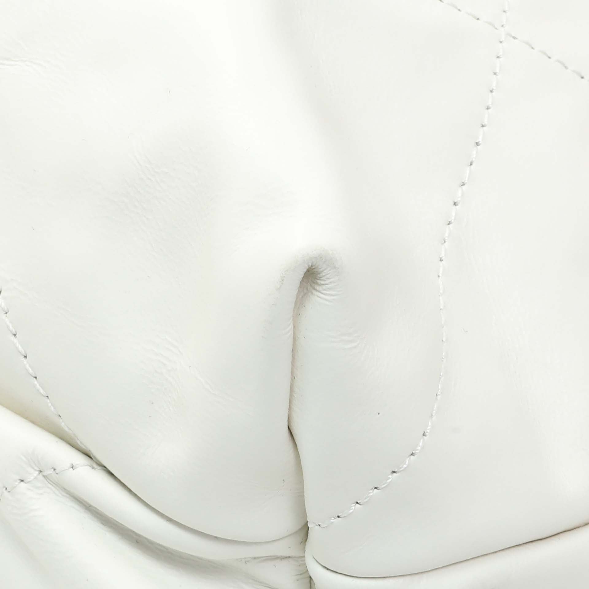 Exclusive Chanel White Shiny Calfskin Large Chanel 22 — Detail View