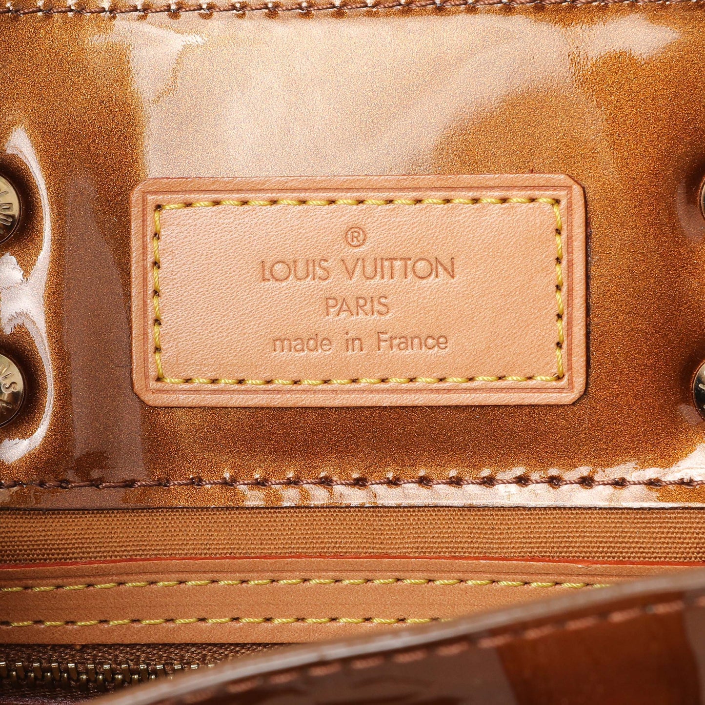 Exclusive Louis Vuitton Bronze Vernis Reade — Detail View