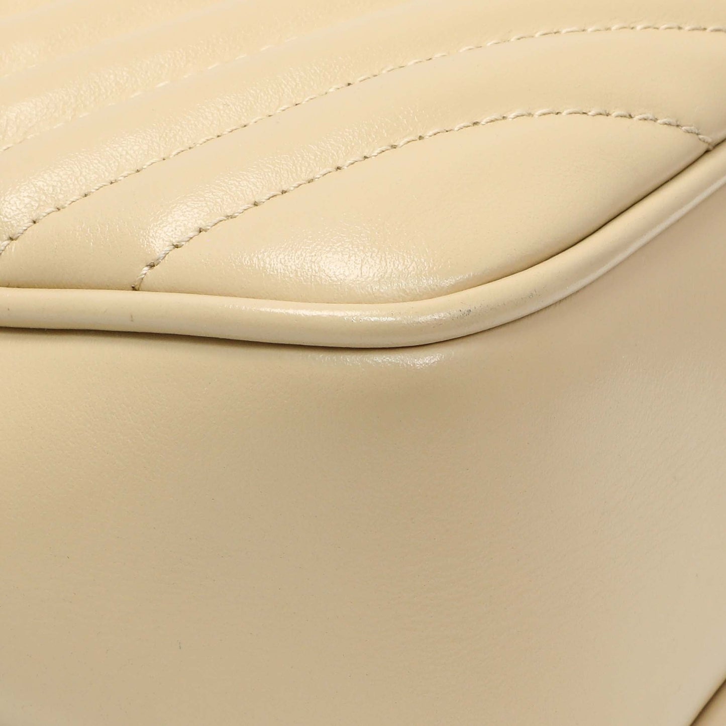 Exclusive Saint Laurent Dark Beige Calfskin Matelasse Monogram Lou Camera Bag — Top View