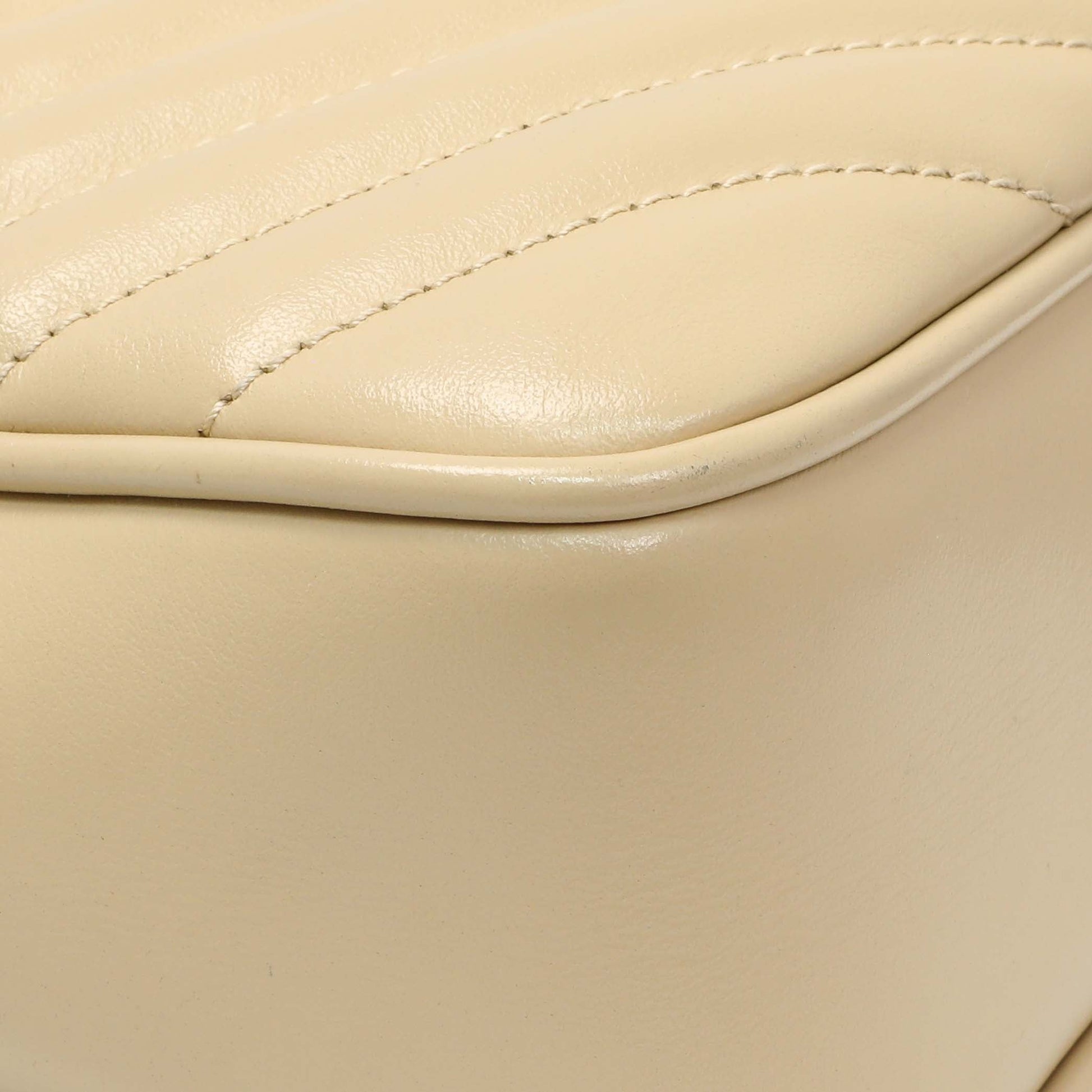 Exclusive Saint Laurent Dark Beige Calfskin Matelasse Monogram Lou Camera Bag — Top View