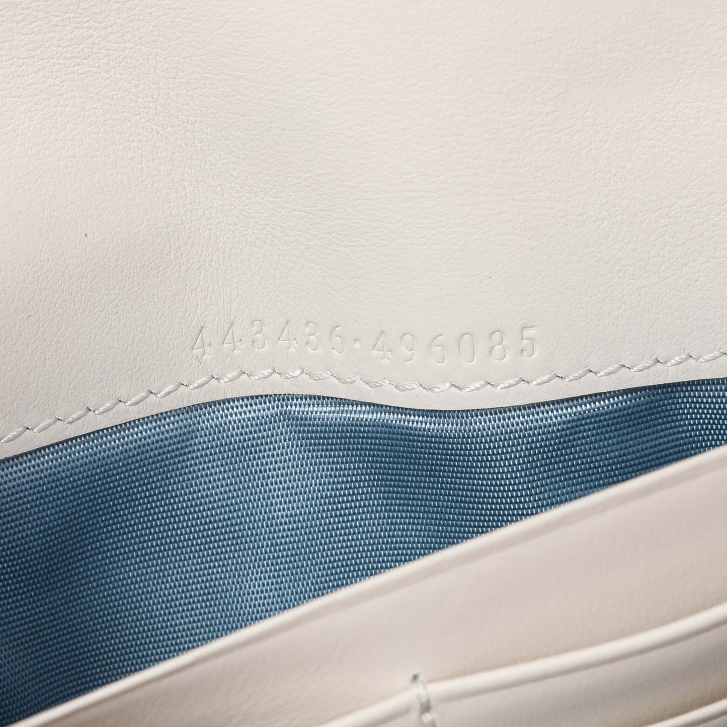 Exclusive Gucci Ivory Calfskin Monogram Matelasse Diagonal GG Apple Marmont Continental Wallet — Lifestyle View