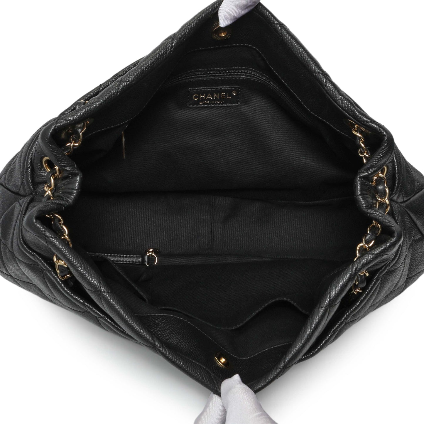 Exclusive Chanel Black Quilted Caviar CC Timeless Soft Tote — Top View