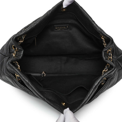 Exclusive Chanel Black Quilted Caviar CC Timeless Soft Tote — Top View