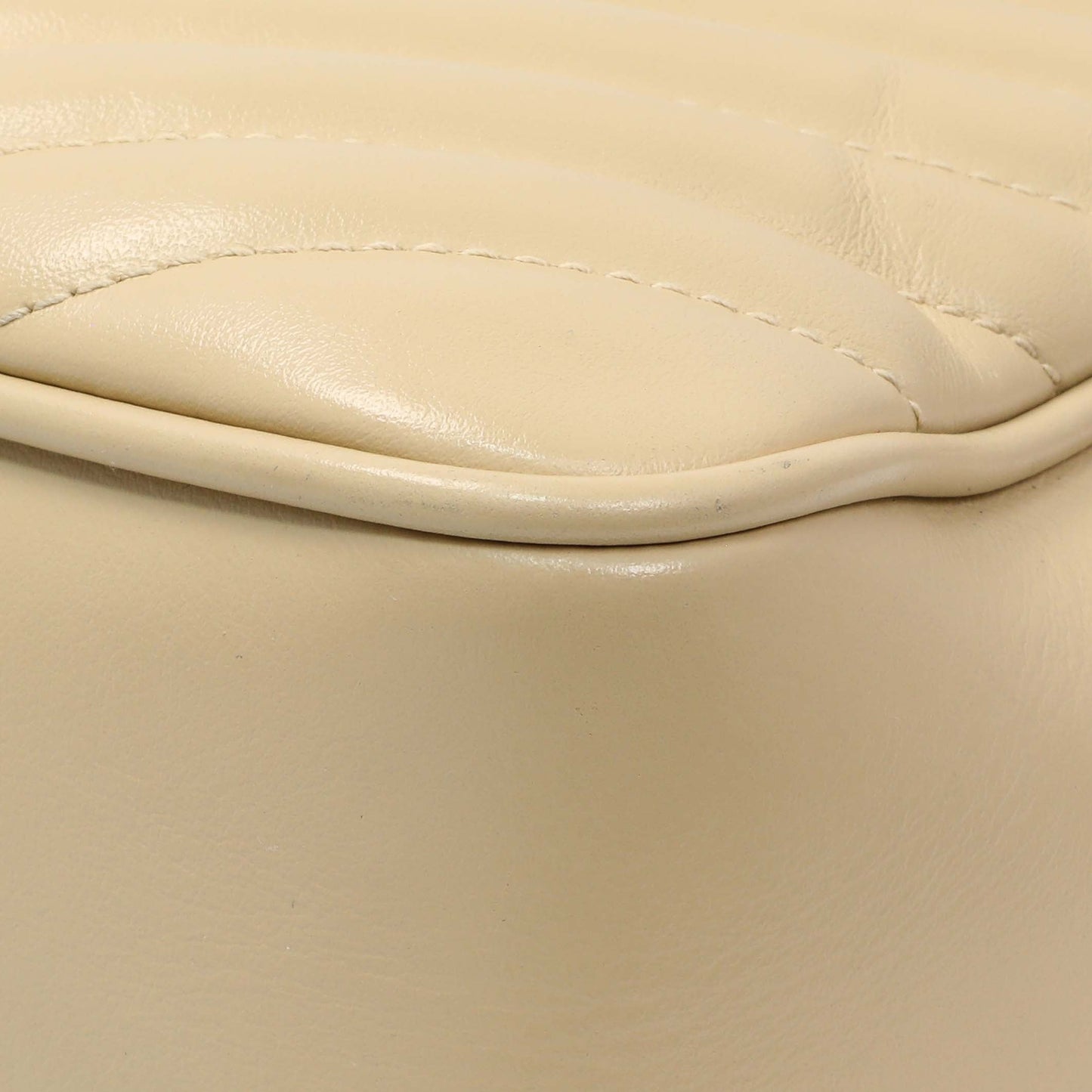 Exclusive Saint Laurent Dark Beige Calfskin Matelasse Monogram Lou Camera Bag — Detail View