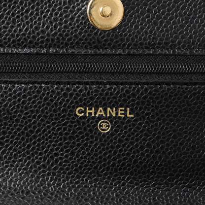 Exclusive Chanel Black Quilted Caviar Wallet on Chain — Alternate View 9