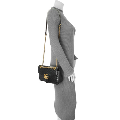 Exclusive Gucci Black Calfskin Matelasse Small GG Marmont Shoulder Bag — Alternate View 13