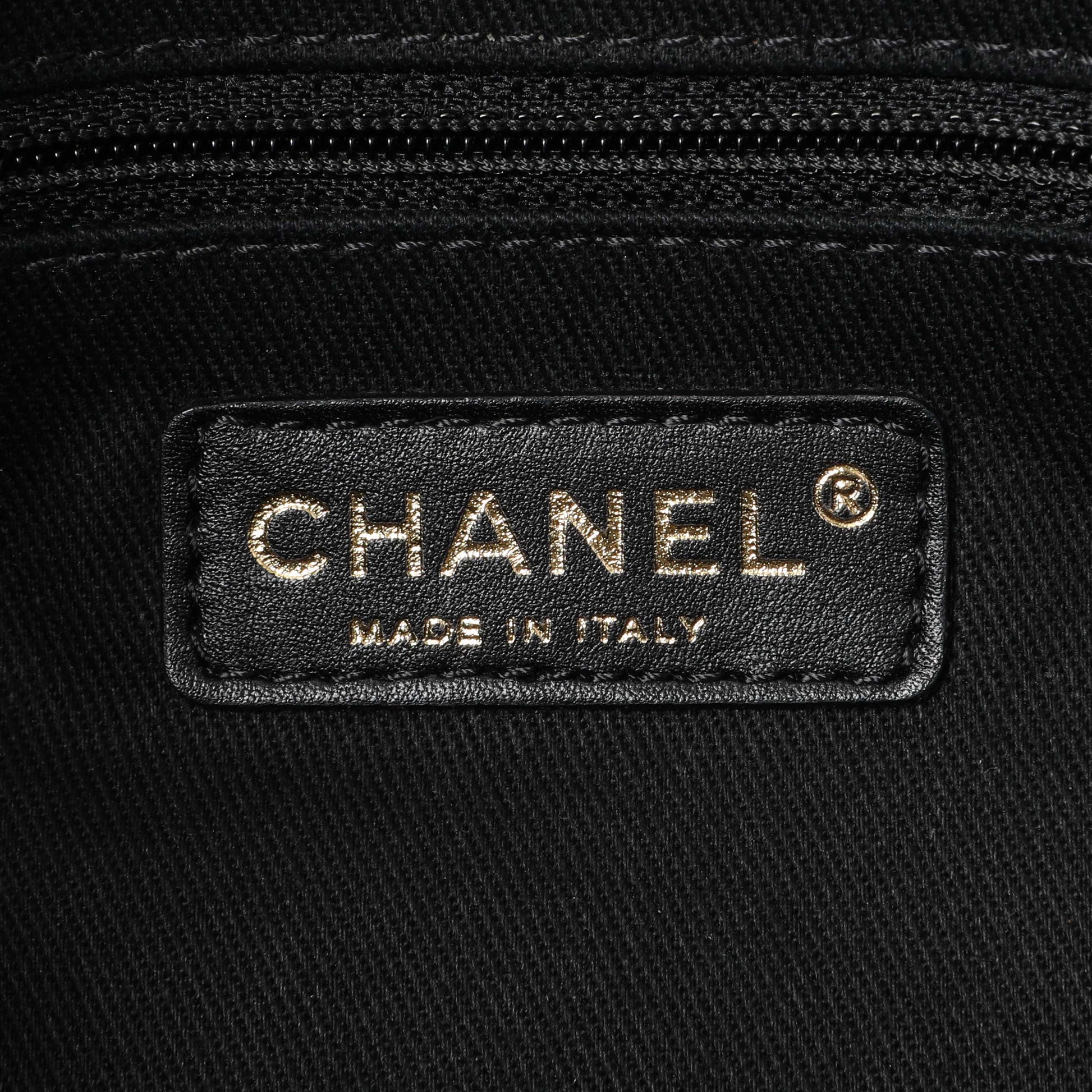 Exclusive Chanel Black Quilted Caviar CC Timeless Soft Tote — Detail View
