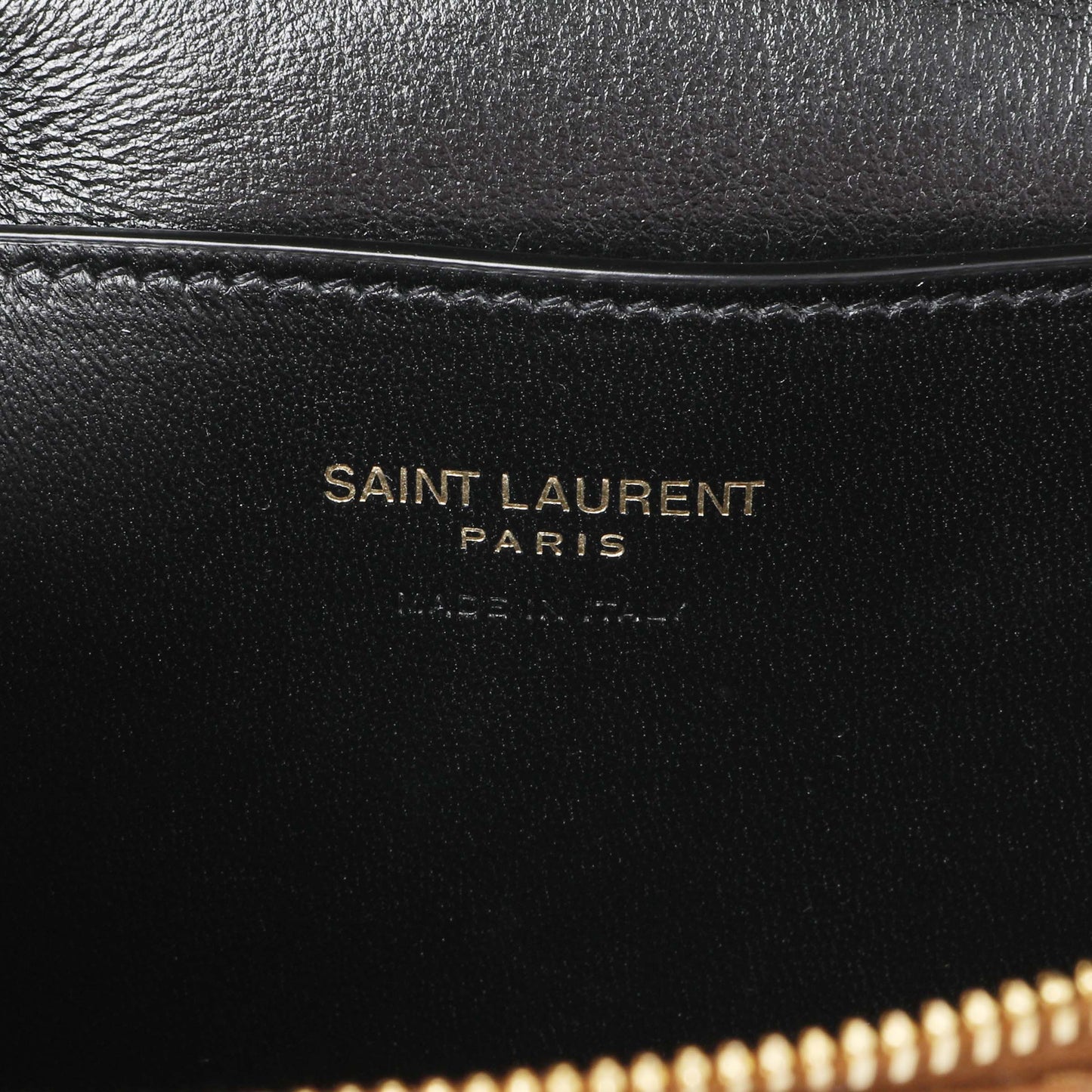 Exclusive Saint Laurent Brown Lambskin Quilted Mini Gaby Vanity — Detail View