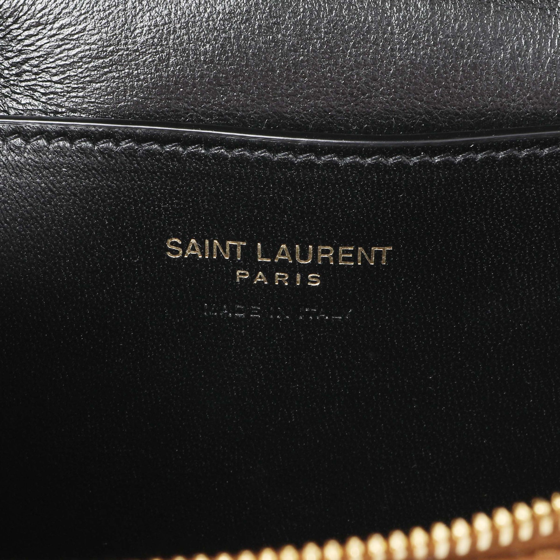 Exclusive Saint Laurent Brown Lambskin Quilted Mini Gaby Vanity — Detail View