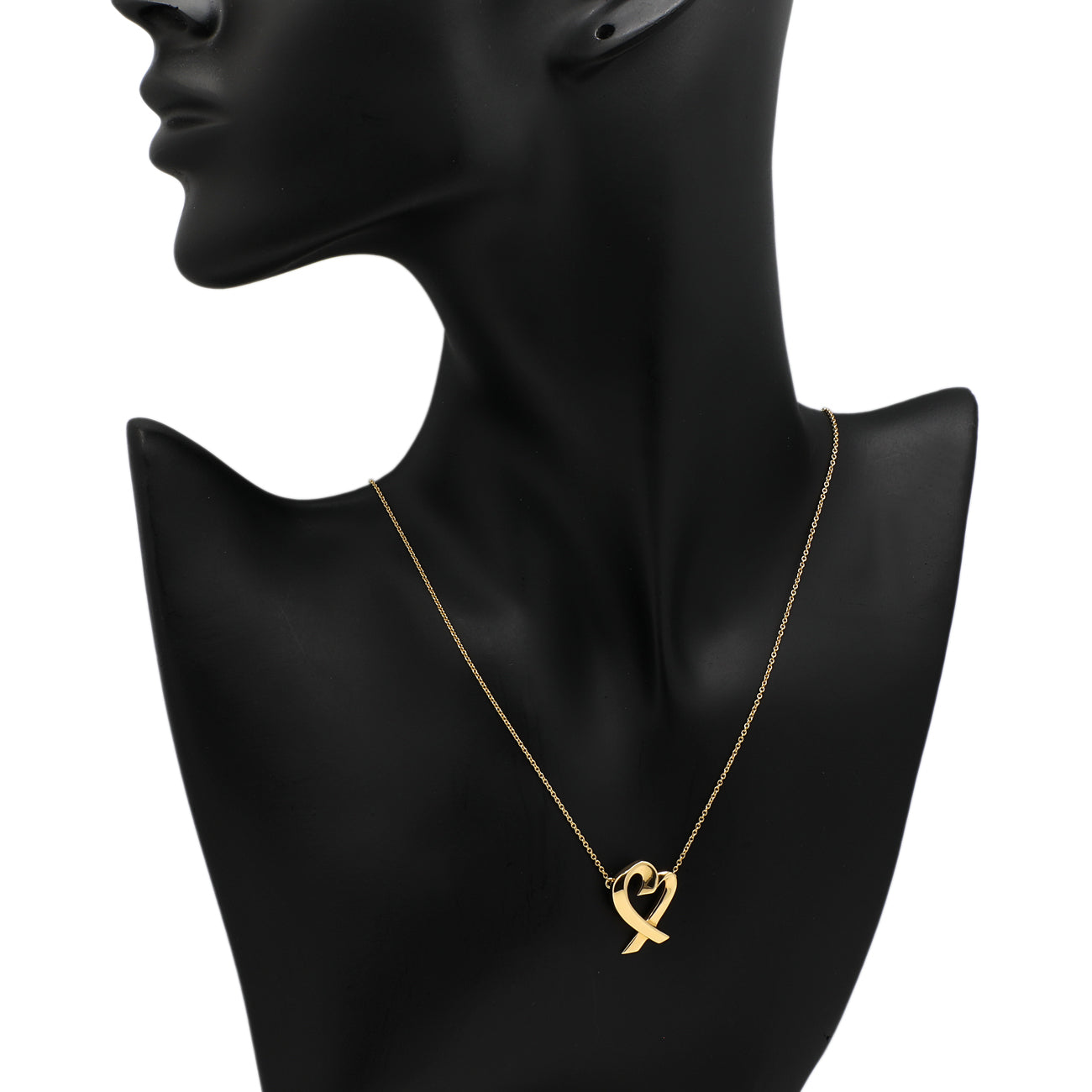 Exclusive Tiffany & Co. 18K Yellow Gold Paloma Picasso Loving Heart Pendant Necklace — Detail View