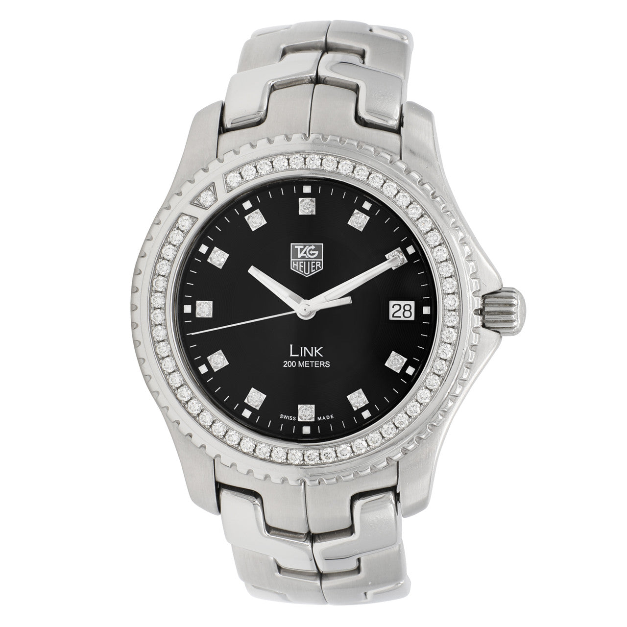 Exclusive Tag Heuer Stainless Steel Diamond Link Quartz Watch WJ1117.BA0575 — Front View