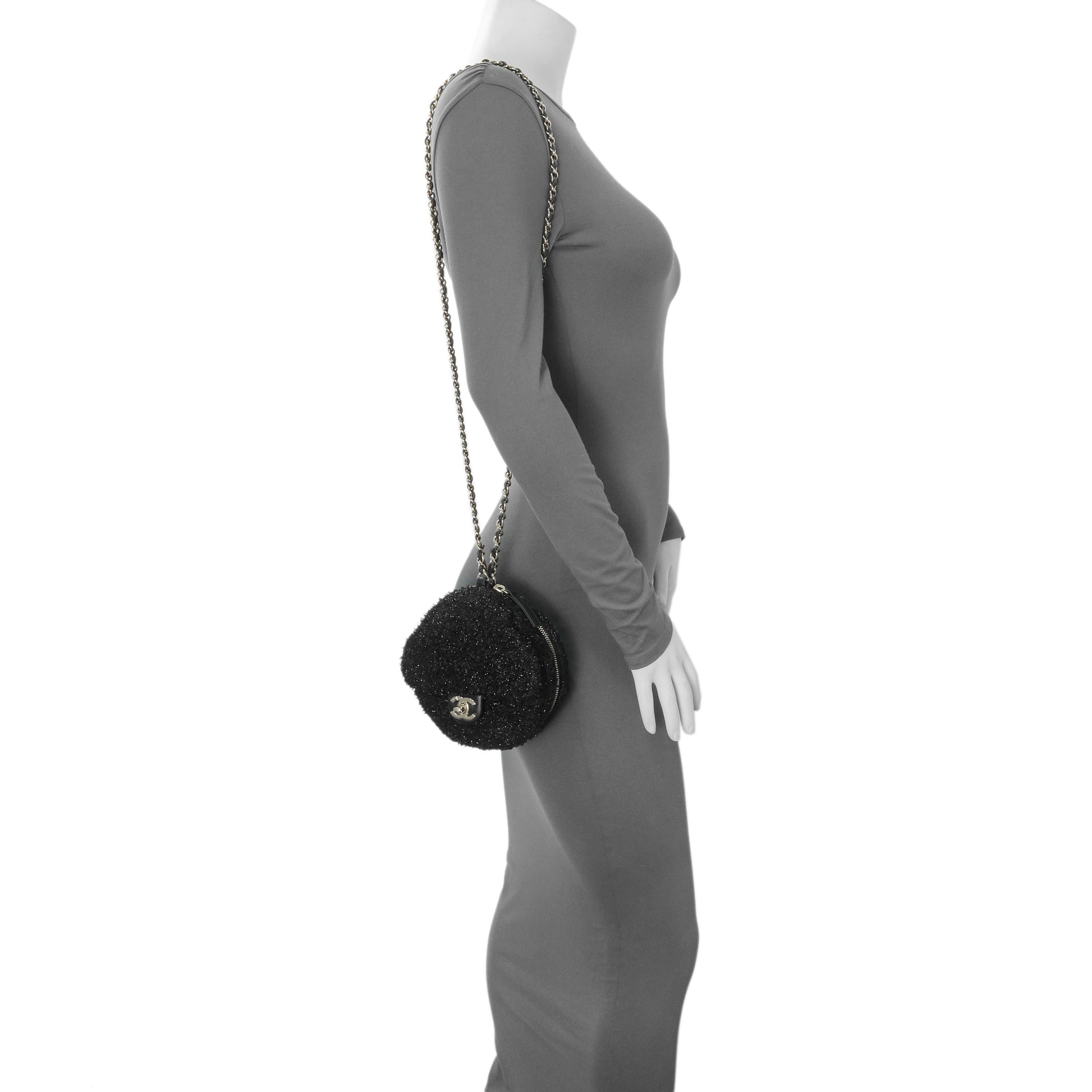 Exclusive Chanel Black Tweed Coco Beach Expandable Barrel Bag — Alternate View 11