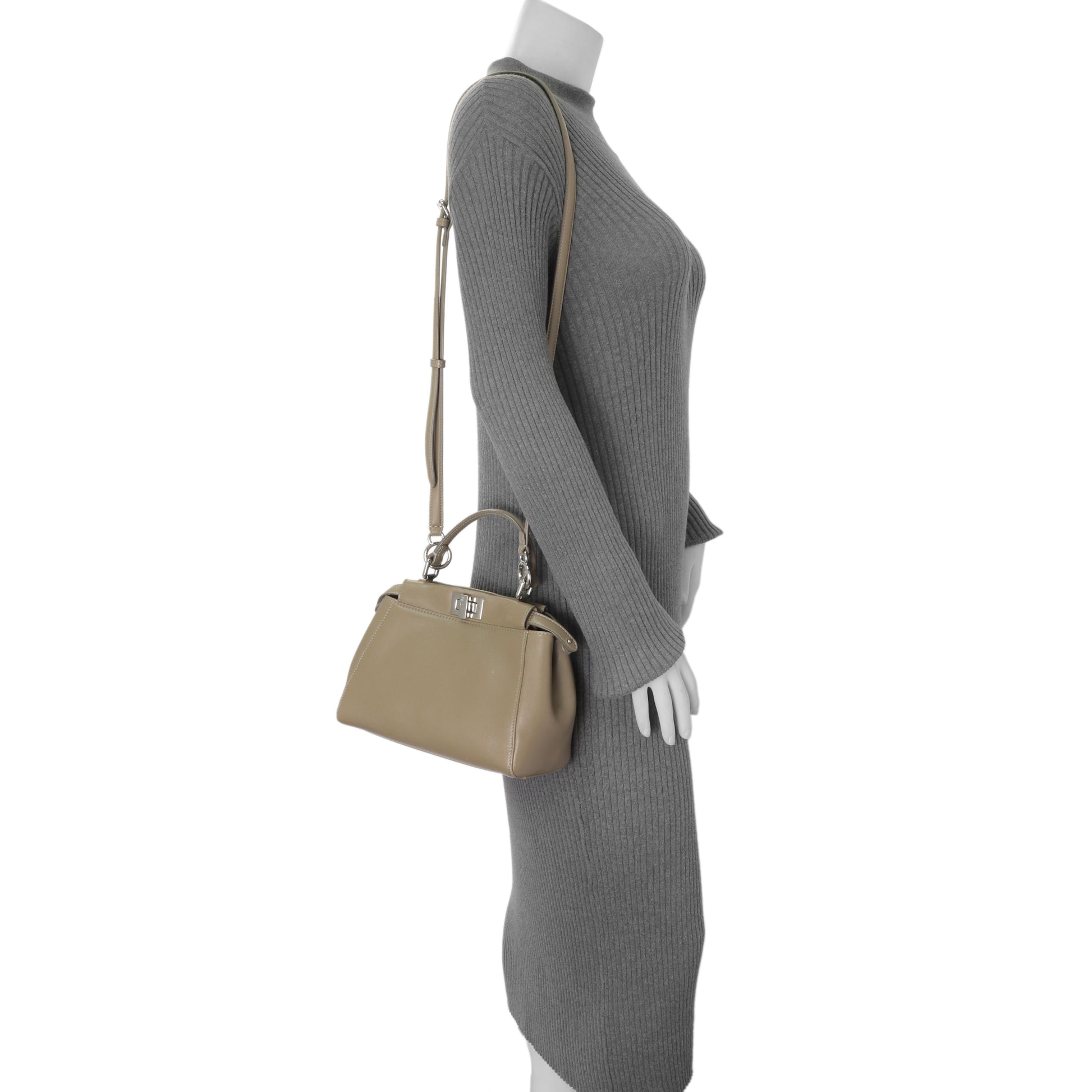 Exclusive Fendi Tortora Nappa Mini Peekaboo Iconic Satchel — Alternate View 12