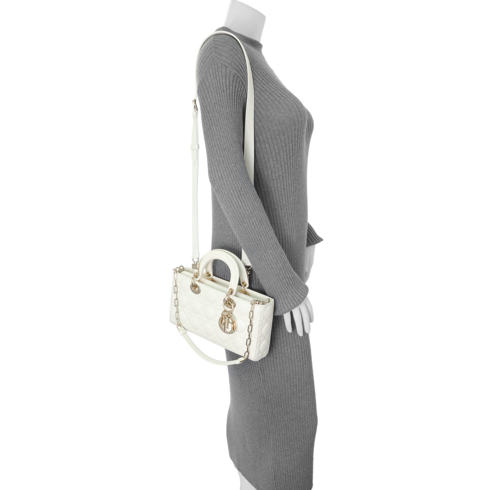 Exclusive Christian Dior White Lambskin Cannage Medium Lady D-Joy — Alternate View 9