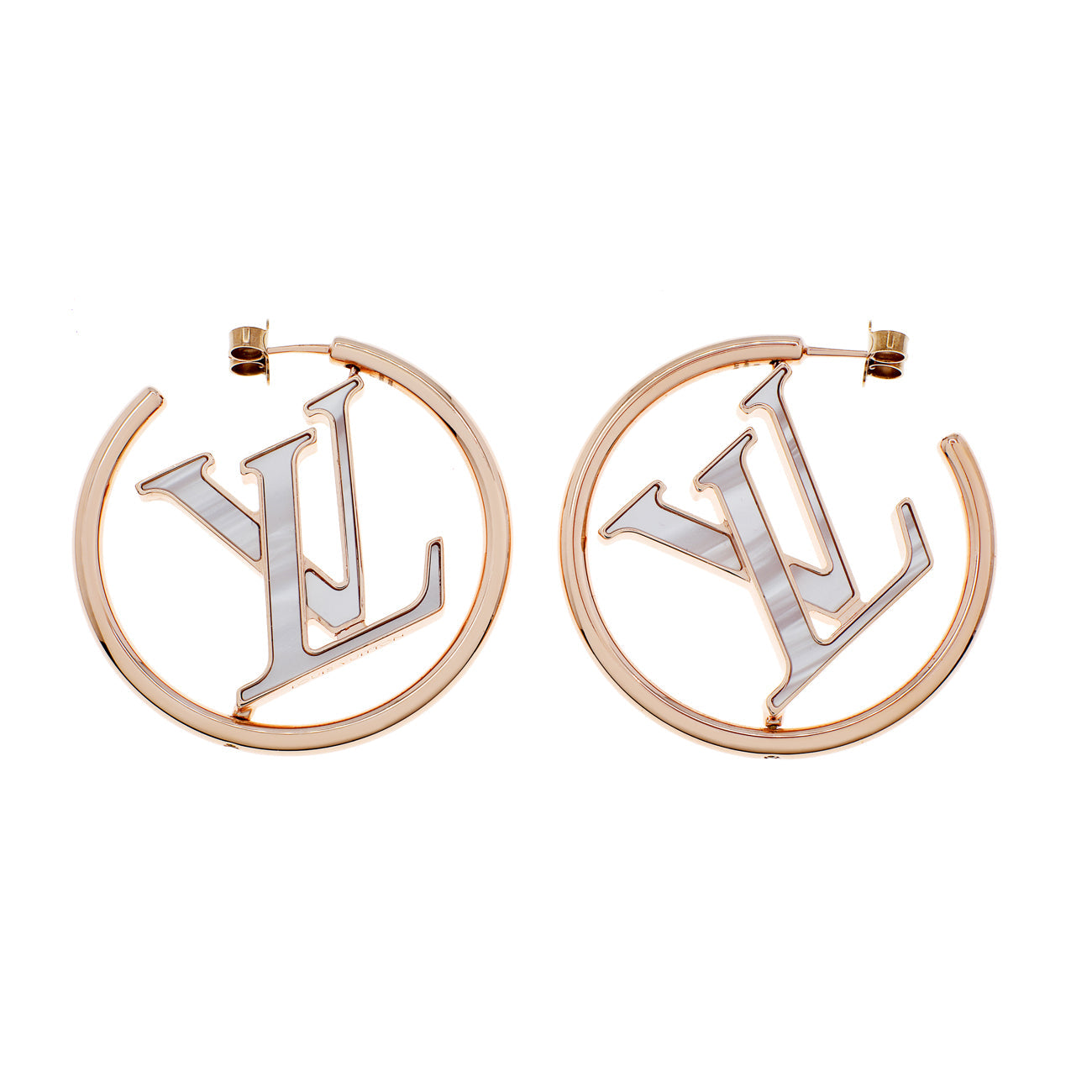 Exclusive Louis Vuitton Rose Gold Mother of Pearl Stellar Earrings — Front View