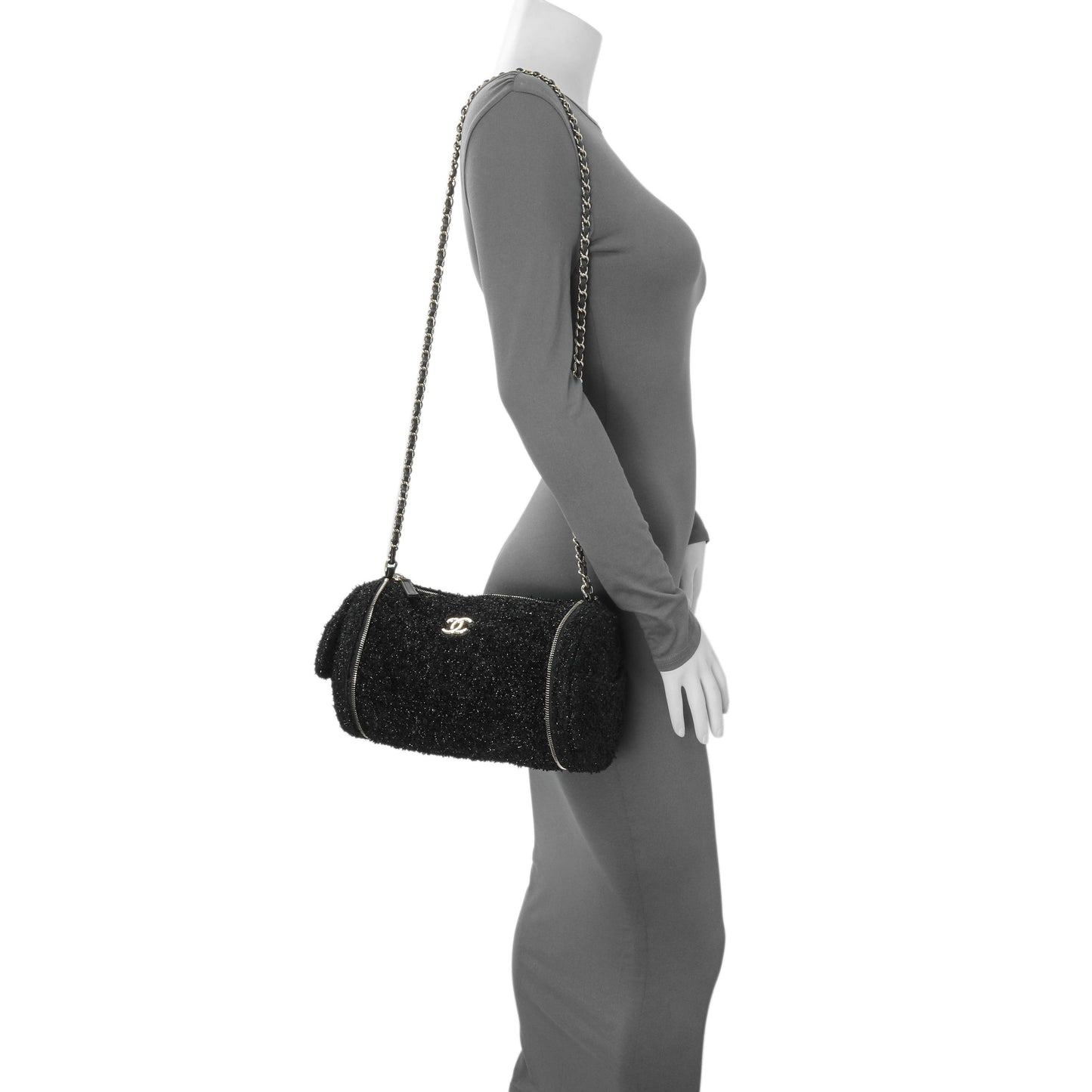 Exclusive Chanel Black Tweed Coco Beach Expandable Barrel Bag — Alternate View 10