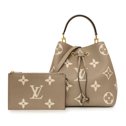 Exclusive Louis Vuitton Tourterelle Creme Empreinte Monogram Giant NeoNoe MM — Front View