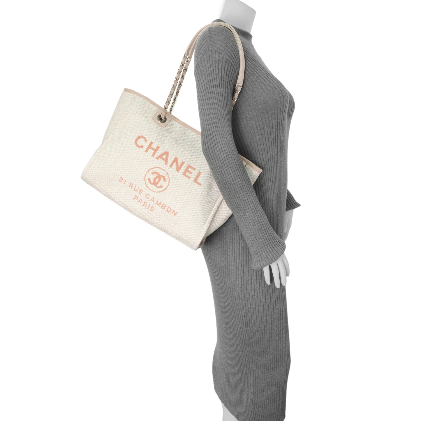 Exclusive Chanel Light Pink Woven Straw Raffia Small Deauville Tote — Alternate View 7