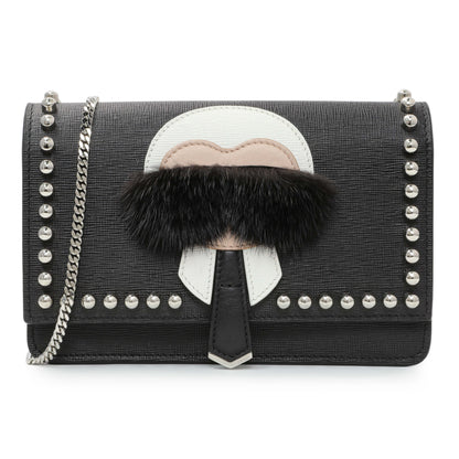Exclusive Fendi Black Karlito Wallet on Chain — Front View