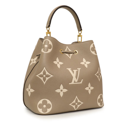 Exclusive Louis Vuitton Tourterelle Creme Empreinte Monogram Giant NeoNoe MM — Side View