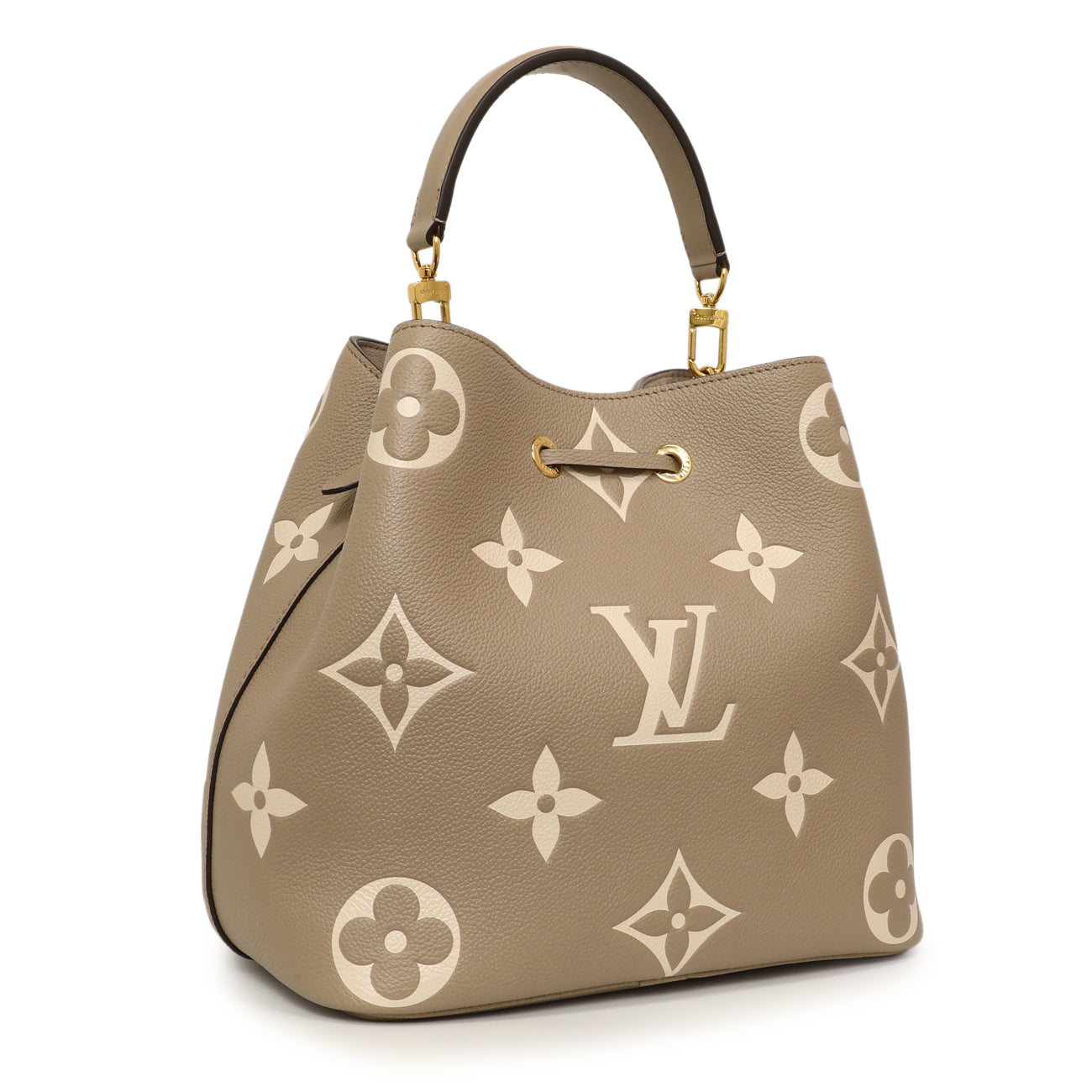 Exclusive Louis Vuitton Tourterelle Creme Empreinte Monogram Giant NeoNoe MM — Side View