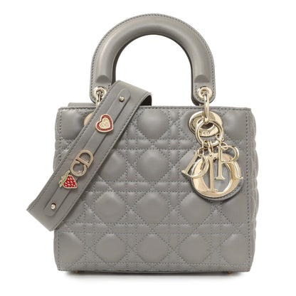 Exclusive Christian Dior Grey Lambskin Cannage Small My ABCDior Lady Dior — Front View