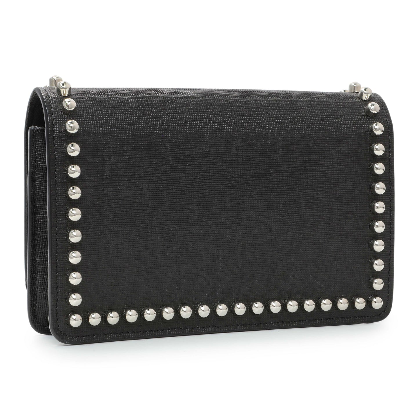 Exclusive Fendi Black Karlito Wallet on Chain — Side View