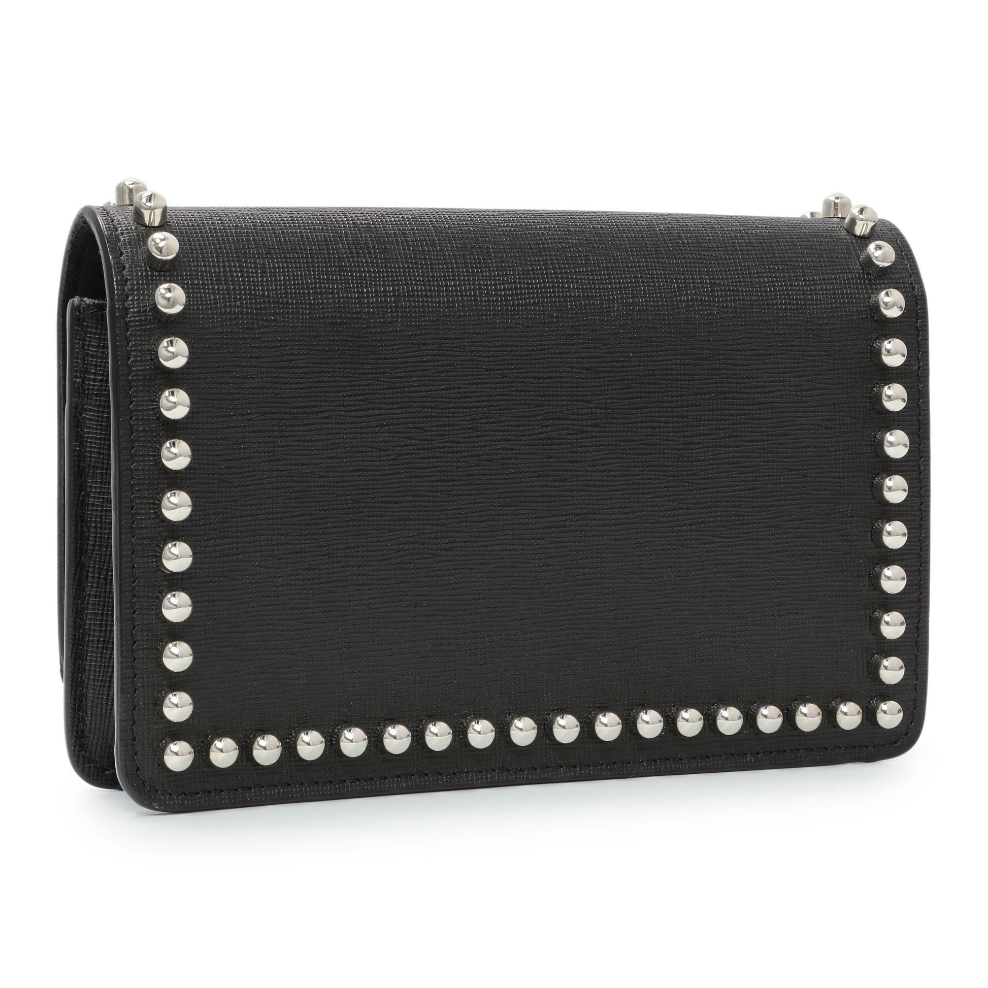 Exclusive Fendi Black Karlito Wallet on Chain — Side View