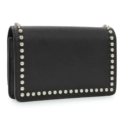 Exclusive Fendi Black Karlito Wallet on Chain — Side View