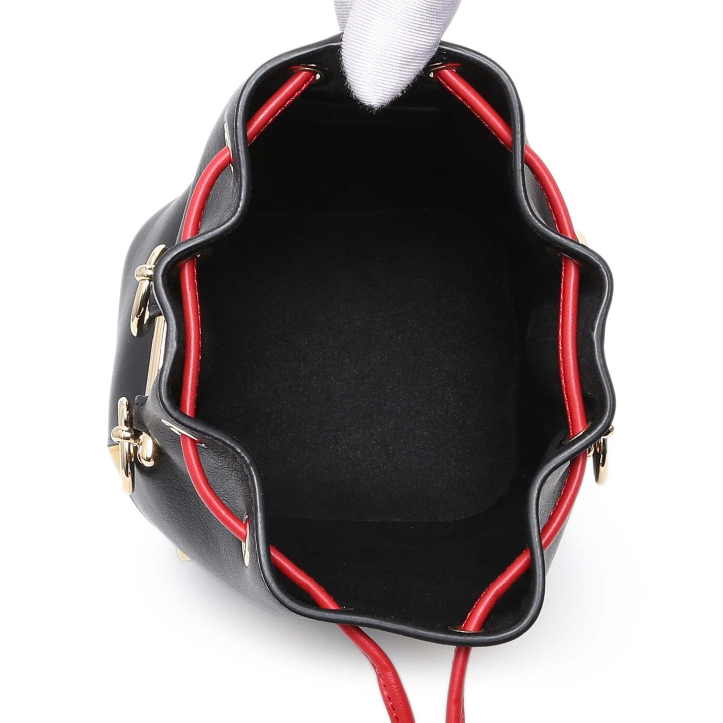 Exclusive Fendi Black Calfskin Monster Mini Mon Tresor Bucket Bag — Top View