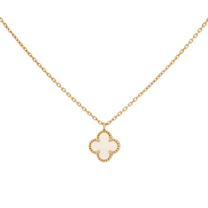 Exclusive Van Cleef & Arpels 18K Yellow Gold Mother of Pearl Sweet Alhambra Pendant Necklace — Front View