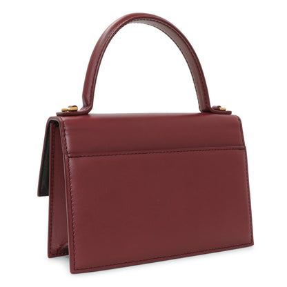 Exclusive Balenciaga Burgundy Box Calfskin XS Sharp Top Handle Bag — Side View